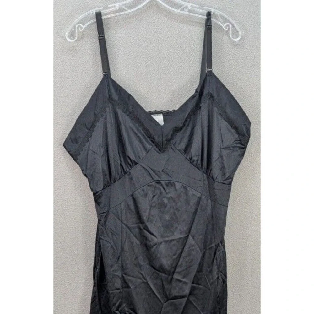 Vintage Velrose 100% Nylon Black Night Gown Lingerie Lace Mexico Women's Size 42